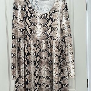 Snake Print Long Sleeve Dress